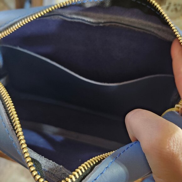 Portland Leather Large Camera Bag Purse Unicorn Smooth Indigo Blue Gray - Picture 10 of 11